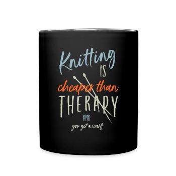 Conception de thérapie de tricot amusante, Knitterstitchneedle - Mug uni - noir - Devant