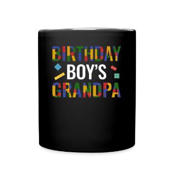 Birthday boy Grandpa building blocks - Full Colour Mug - black - Front