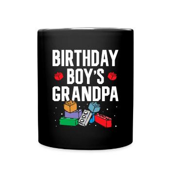 Birthday boy Grandpa building blocks - Full Colour Mug - black - Front
