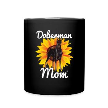 Doberman Mom Tournesols Doberman Pinscher Chien - Mug uni - noir - Devant