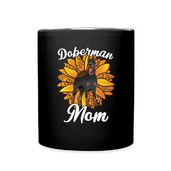 Doberman Mom Tournesols Doberman Pinscher Chien - Mug uni - noir - Devant