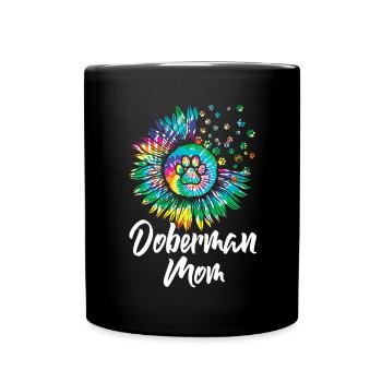 Doberman Mom Tournesols Doberman Pinscher Chien - Mug uni - noir - Devant