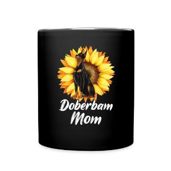 Doberman Mom Tournesols Doberman Pinscher Chien - Mug uni - noir - Devant