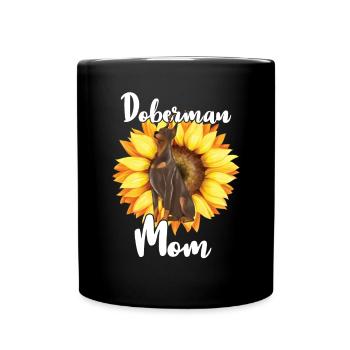 Doberman Mom Tournesols Doberman Pinscher Chien - Mug uni - noir - Devant