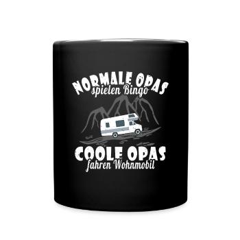 Ferien Wohnmobil Womo Camping Opa - Tasse einfarbig - Schwarz - Vorne