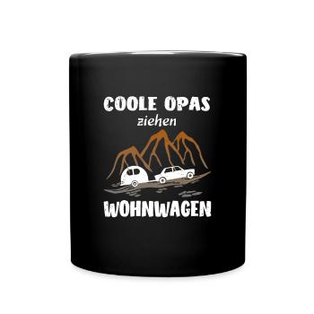 Wohnwagen Camping Opa - Tasse einfarbig - Schwarz - Vorne