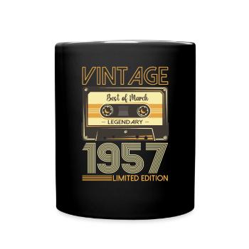 66e anniversaire homme March né 1957 cassette - Mug uni - noir - Devant