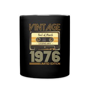 47 Geburtstag Mann März Jahrgang 1976 Kassette - Tasse einfarbig - Schwarz - Vorne