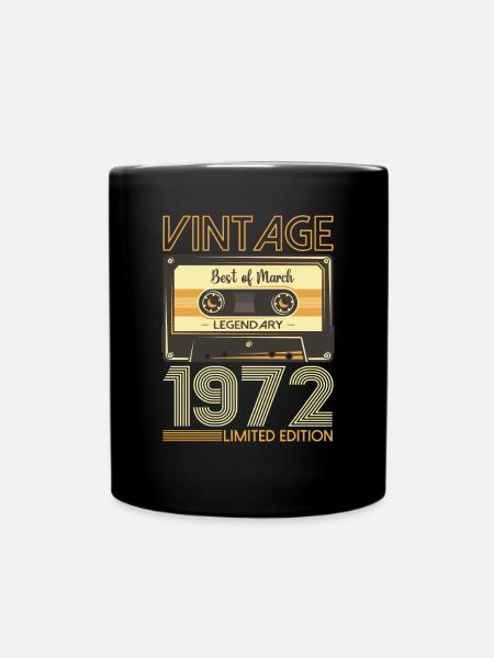 51 Geburtstag Mann März Jahrgang 1972 Kassette - Tasse einfarbig - Schwarz