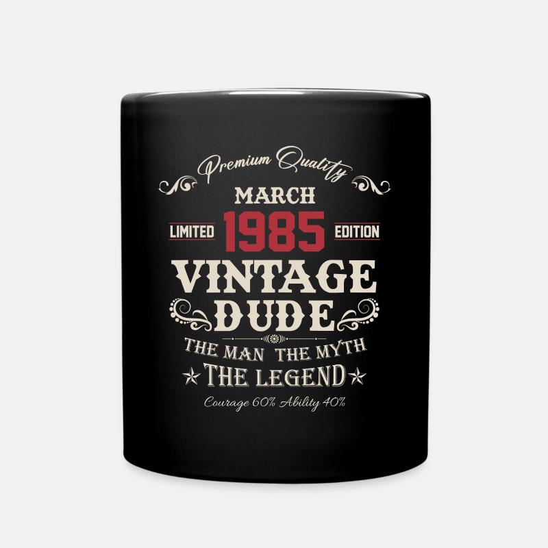 March 1985 Vintage Birthday Gift - Full Colour Mug - black