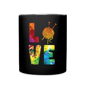 Tricoter Tricoter Aquarelle Amour - Mug uni - noir - Devant