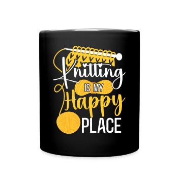 Knitting Knitter Knitting Is My - Tasse einfarbig - Schwarz - Vorne