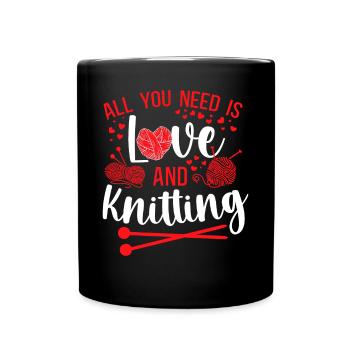 Knitting Knitter Hearts All You - Full Colour Mug - black - Front