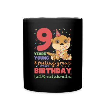 Meerkat for 9th birthday Children nine years - Full Colour Mug - black - Front