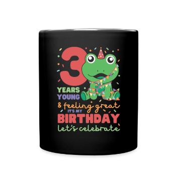 Grenouille pour 3ème anniversaire Enfants de trois ans - Mug uni - noir - Devant