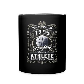 Vintage 1995 Basketball Birthday Gift Hobby - Full Colour Mug - black - Front
