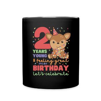 Cerf pour 2e anniversaire Enfants de deux ans - Mug uni - noir - Devant