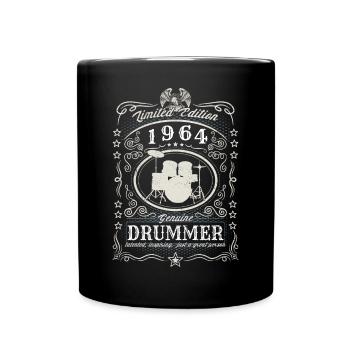 Vintage 1964 Drummer Geburtstag Geschenk Hobby - Tasse einfarbig - Schwarz - Vorne