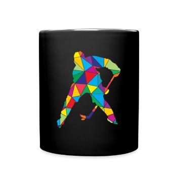 Eishockey Polygon Low Poly - Tasse einfarbig - Schwarz - Vorne