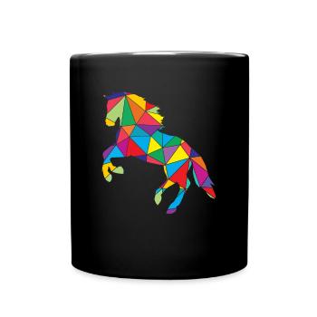 Pferd Polygon Horse Pferde - Tasse einfarbig - Schwarz - Vorne