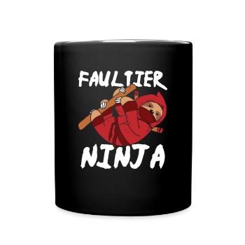 Faultier Ninja - Tasse einfarbig - Schwarz - Vorne