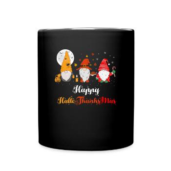 Happy HalloThanksMas Zwerge Halloween Christmas - Tasse einfarbig - Schwarz - Vorne