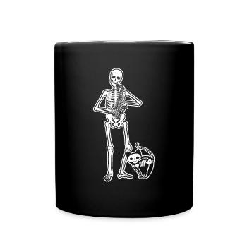 Skeleton Saxophone Cat - Tasse einfarbig - Schwarz - Vorne