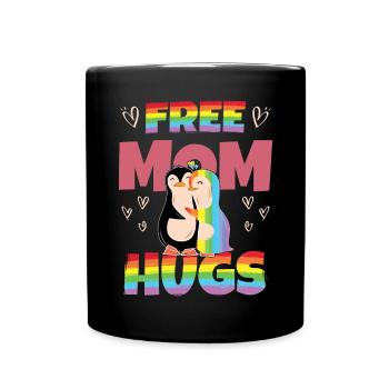 Penguin Free Mom Hugs Pride Month - Full Colour Mug - black - Front