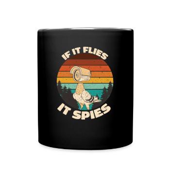 If it flies it spies Spy Spy Retro Vintage - Full Colour Mug - black - Front