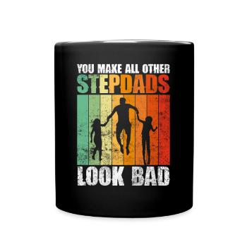 Stepfather Father's Day Stepdaddy Gift Quote - Full Colour Mug - black - Front