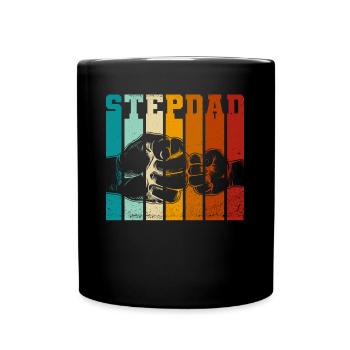 Stiefvater Vatertag Stiefpapa Geschenk Spruch - Tasse einfarbig - Schwarz - Vorne