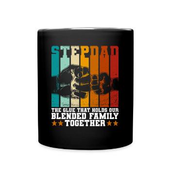 Stiefvater Vatertag Stiefpapa Geschenk Spruch - Tasse einfarbig - Schwarz - Vorne