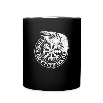 Nordischer Kompass Rabe Walhallawikinger - Tasse einfarbig - Schwarz - Vorne