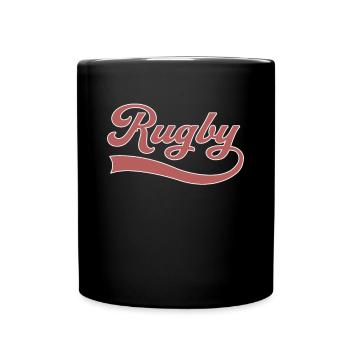 Rugby Football lettering - Full Colour Mug - black - Front