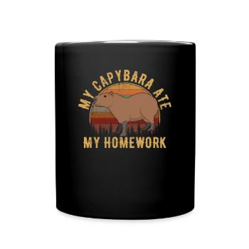 Capybara ate my homework, capybara - Tasse einfarbig - Schwarz - Vorne