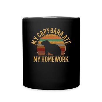 Capybara ate my homework, capybara - Tasse einfarbig - Schwarz - Vorne