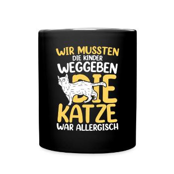 Katze war allergisch - Tasse einfarbig - Schwarz - Vorne