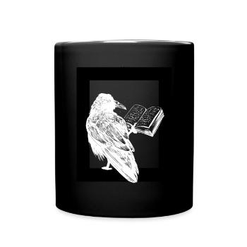 Raven Book Books Magic Occult Spiritual Dark - Full Colour Mug - black - Front