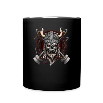 Vintage Valhalla Wikinger Skelett - Nordischer - Tasse einfarbig - Schwarz - Vorne
