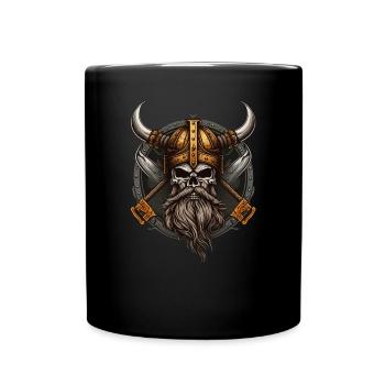 Walhalla Wikinger-Skelett mit Bart - Tasse einfarbig - Schwarz - Vorne