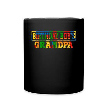 Birthday boy Grandpa building blocks - Full Colour Mug - black - Front