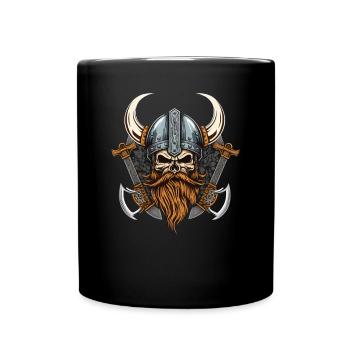 Krieger Walhalla Wikinger Skelett - Tasse einfarbig - Schwarz - Vorne