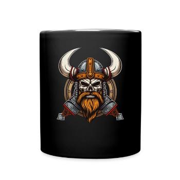Wikinger-Skelett - Walhalla Odin-Krieger - Tasse einfarbig - Schwarz - Vorne