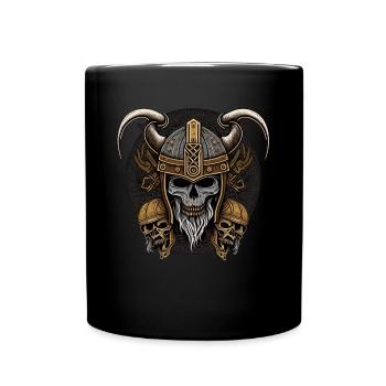 Gotische Walhalla Wikinger-Skelett - Tasse einfarbig - Schwarz - Vorne