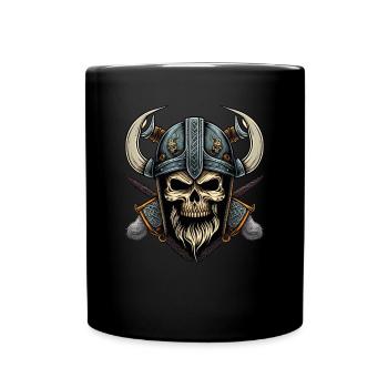 Walhalla Wikinger-Skelett - Odin-Krieger - Tasse einfarbig - Schwarz - Vorne