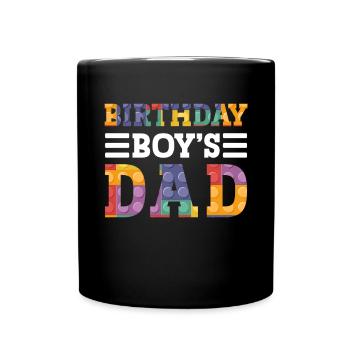 Father of birthday boy builds building blocks - Full Colour Mug - black - Front