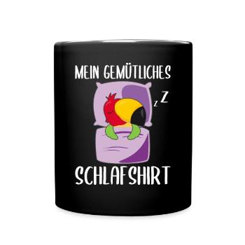 Mein Gemütliches Schlafshirt Schlafender Vogel - Tasse einfarbig - Schwarz - Vorne