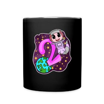2e anniversaire - 2 ans cadeau de fille astronaute - Mug uni - noir - Devant