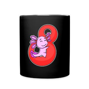 8 Jahre alt - 8. Geburtstag mit Tier Motiv - Tasse einfarbig - Schwarz - Vorne