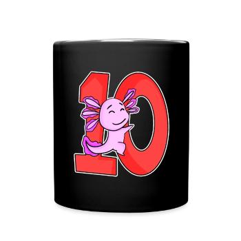 10 Jahre alt - 10. Geburtstag mit Tier Motiv - Tasse einfarbig - Schwarz - Vorne